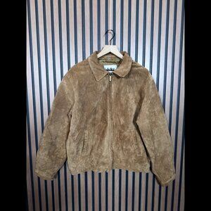 Adler Suede Jacket Large Women Brown Genuine Leather Zip Up Authentic Collection